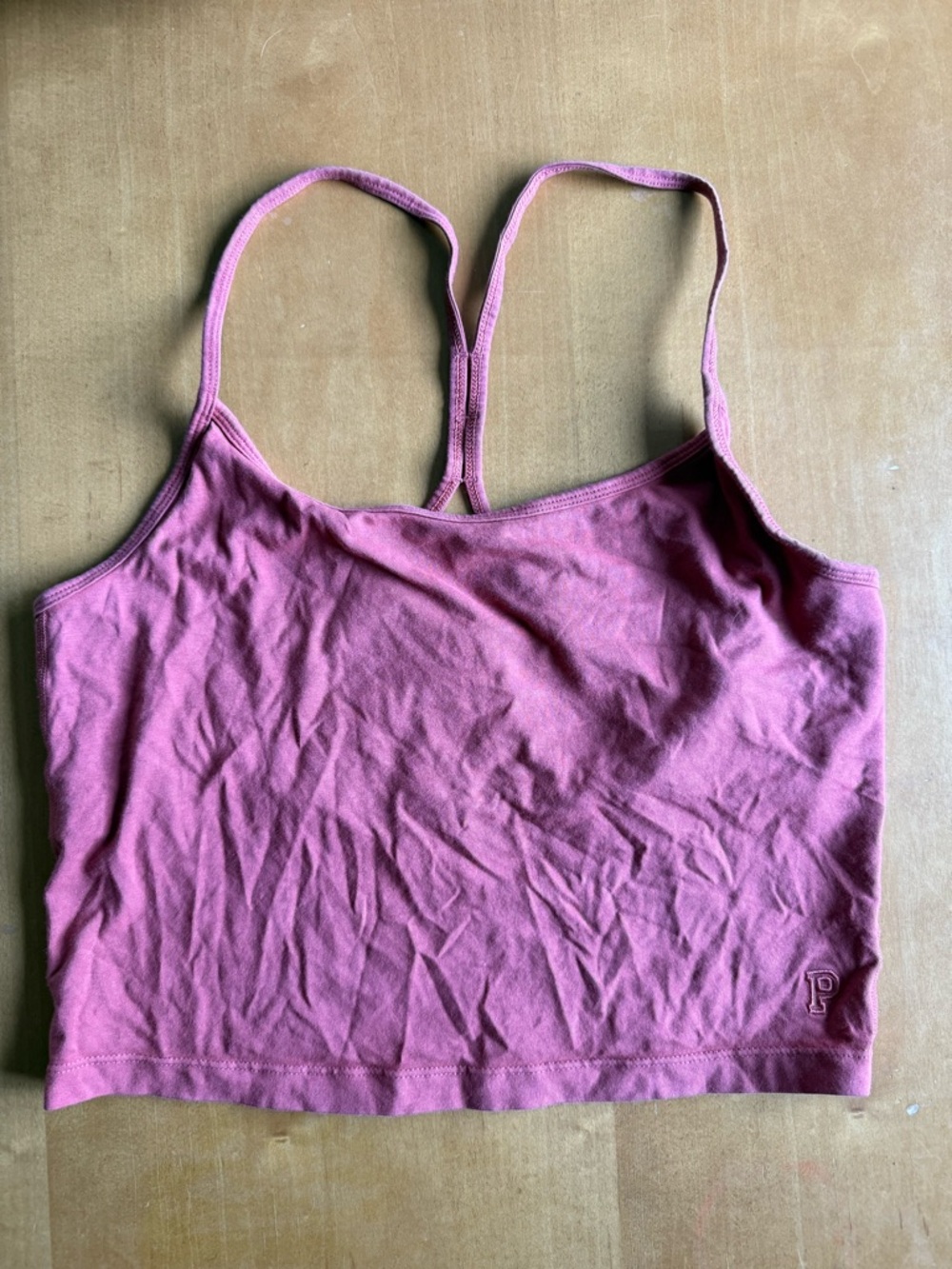 PINK Victoria's Secret Coral Spaghetti Strap Crop Top Built-in Bra